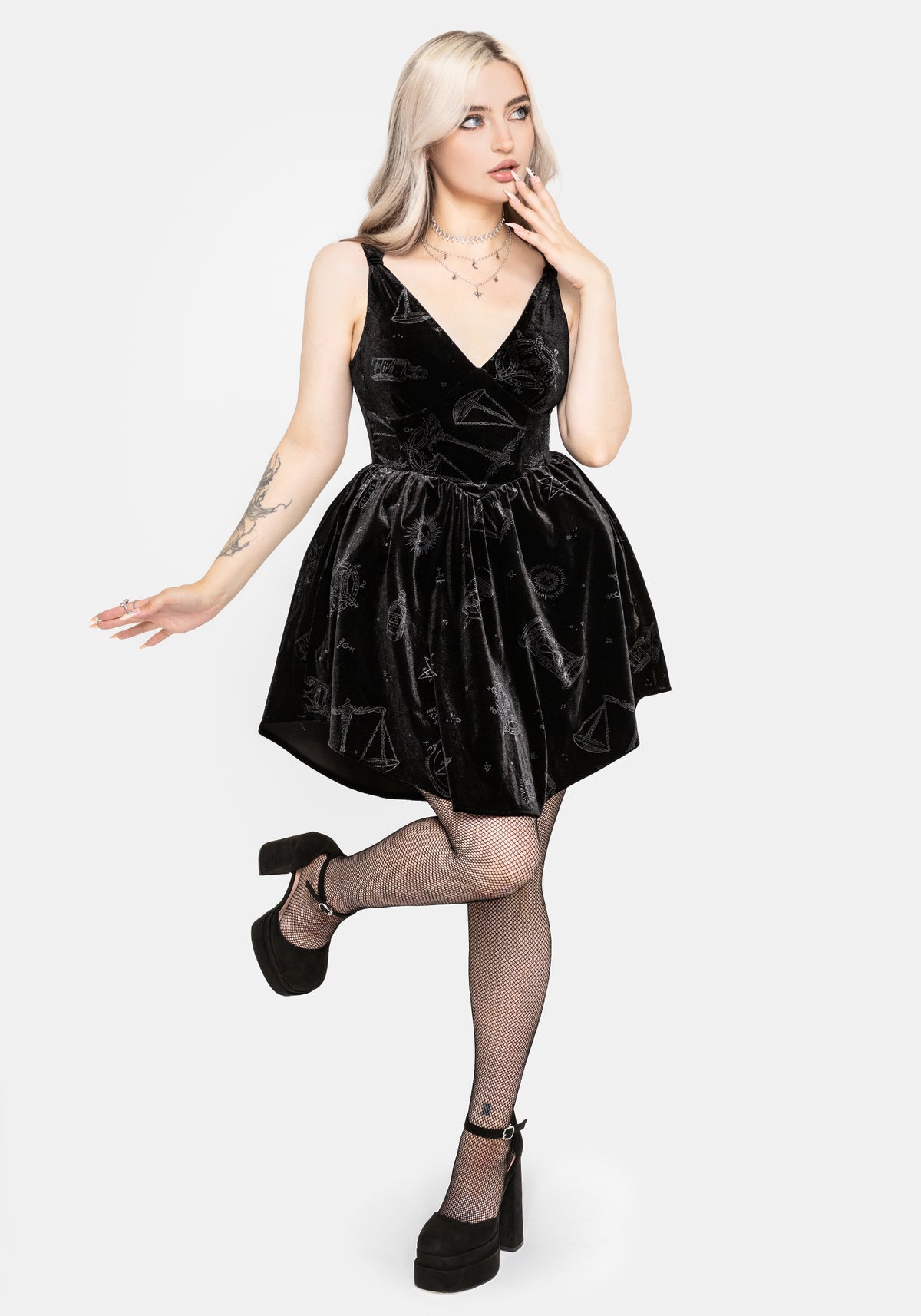 Orin Foiled Velour Mini Dress US 2