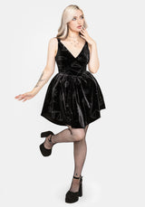 Orin Foiled Velour Mini Dress US 2