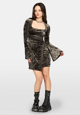 Nellie Green Velour Slash Neck Mini Dress
