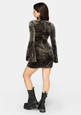 Nellie Green Velour Slash Neck Mini Dress