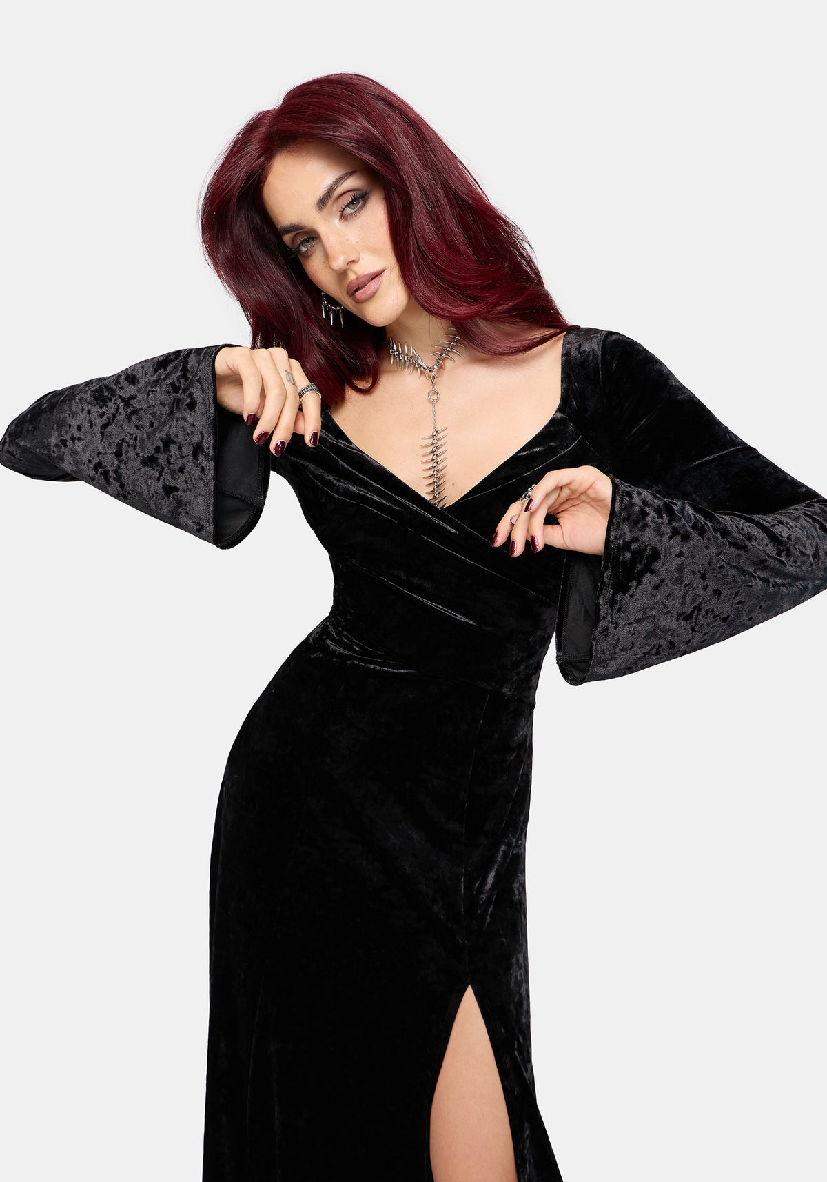Joise Crushed Velour Wrap Front Midaxi Dress US 2