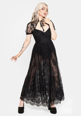 Velisse Lace Fixed Bodysuit Maxi Dress US 2