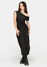 Noctavia Asymmetric Lace Up Midaxi Dress
