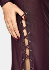 Delphine Asymmetric Lace-Up Shoulder Midaxi Dress