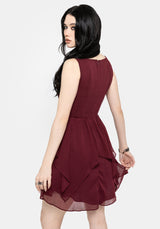 Siren Chiffon Picot Trim Mini Dress With Scarf (Two-Piece) US 2