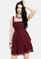 Siren Chiffon Picot Trim Mini Dress With Scarf (Two-Piece) US 2