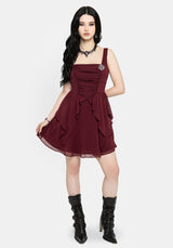 Siren Chiffon Picot Trim Mini Dress With Scarf (Two-Piece) US 2