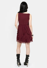 Siren Chiffon Picot Trim Mini Dress With Scarf (Two-Piece) US 2