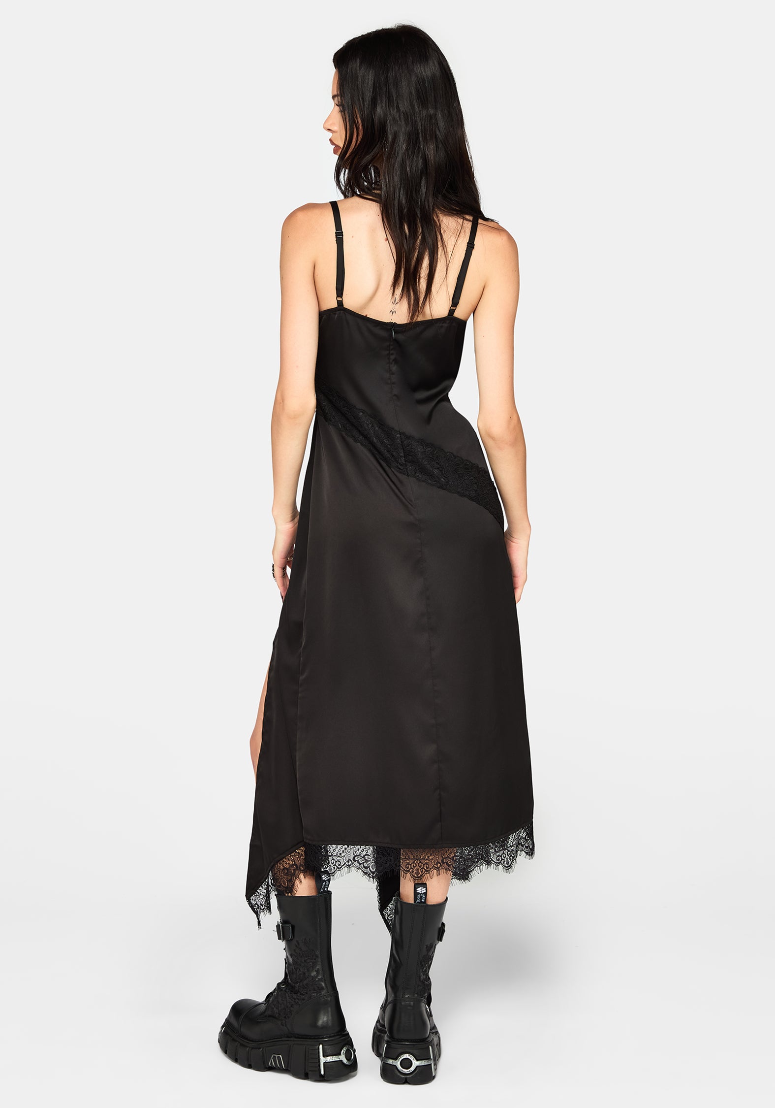 Tova Lace Trim Asymmetric Midaxi Dress – Disturbia