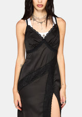 Tova Lace Trim Asymmetric Midaxi Dress