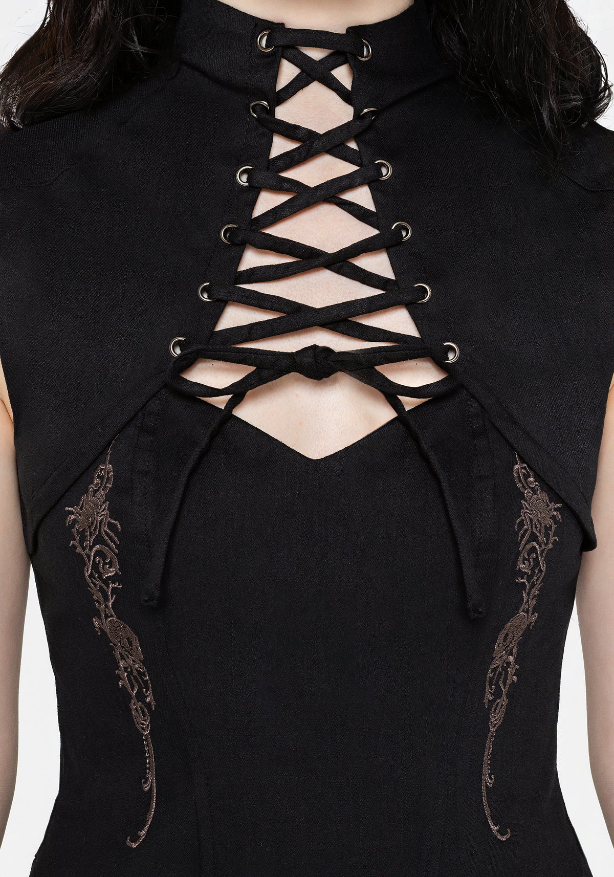 Vixelle Lace Up Front Cutout Mini Dress US 2
