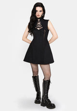 Vixelle Lace Up Front Cutout Mini Dress US 2