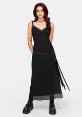 Emara Eyelet Piercing Belted Maxi Dress (Two-Piece Set) US 2