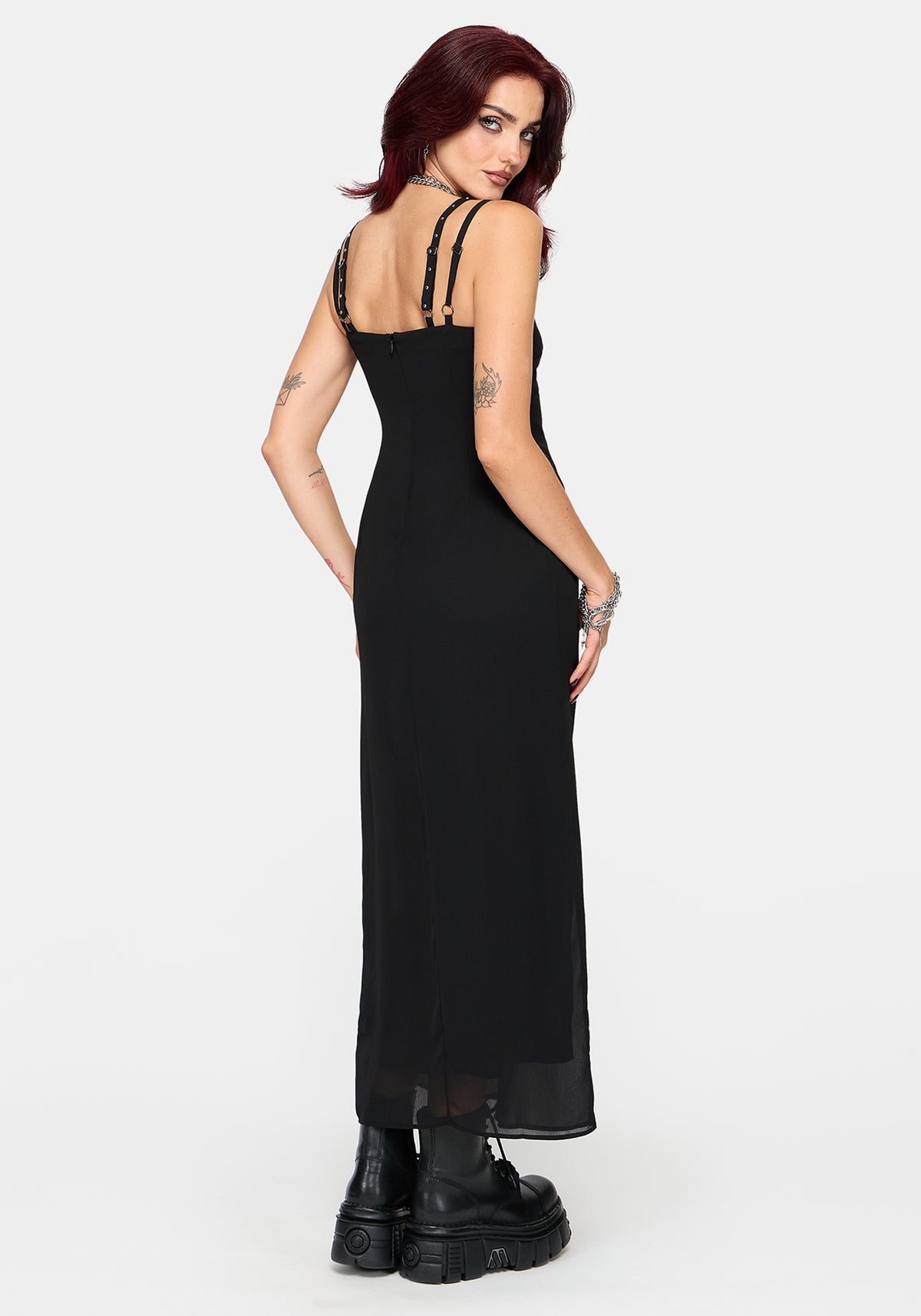 Emara Eyelet Piercing Belted Maxi Dress (Two-Piece Set) US 2