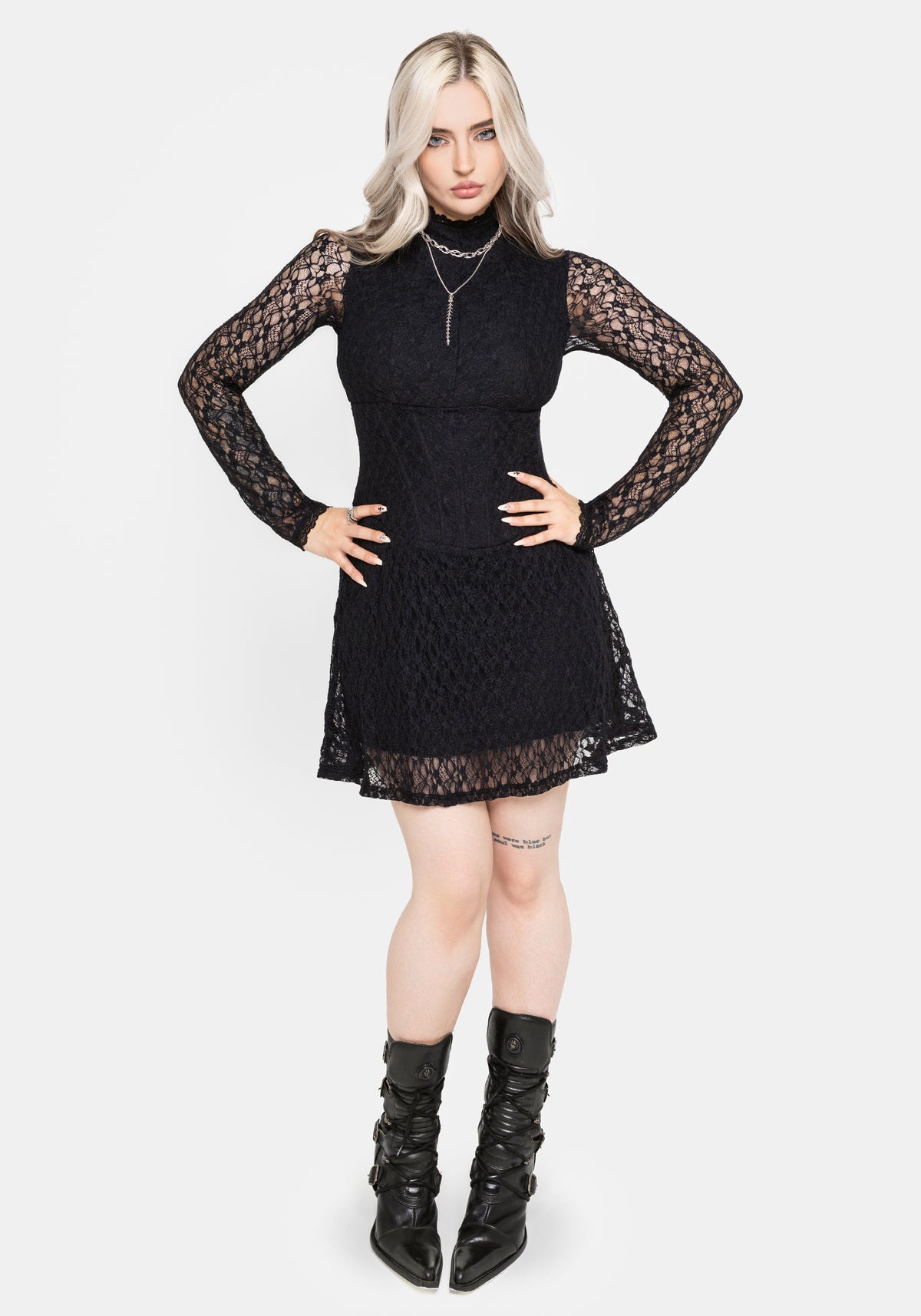 Amoura Boned Waist Corset Lace Mini Dress US 2