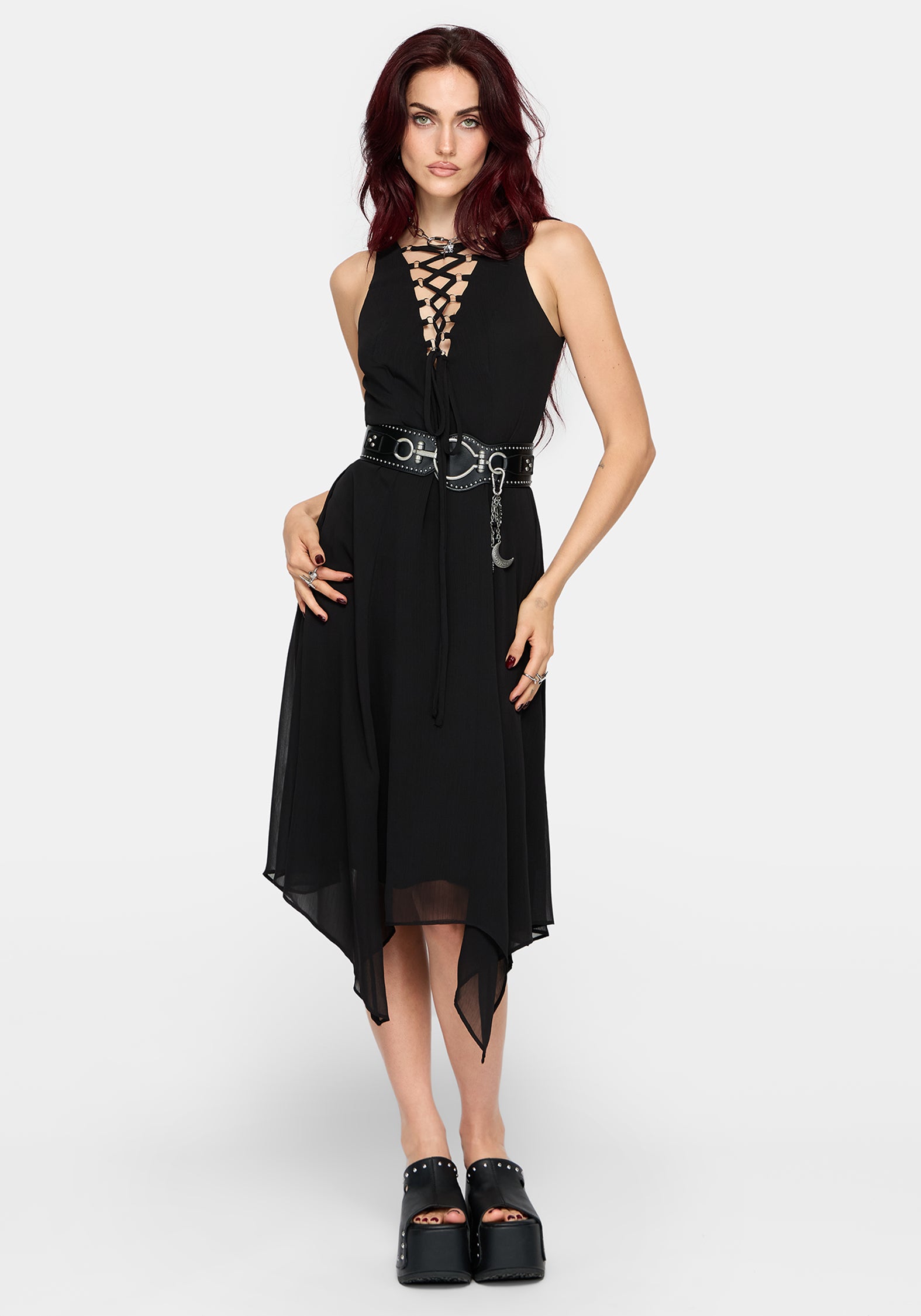 lace up midi dress Simkhai Hawthorne Long-Sleeve fit silhouette and lace Corset Lace Up Midi Dress