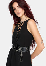 Luciana Lace Up Neck Chiffon Midi Dress