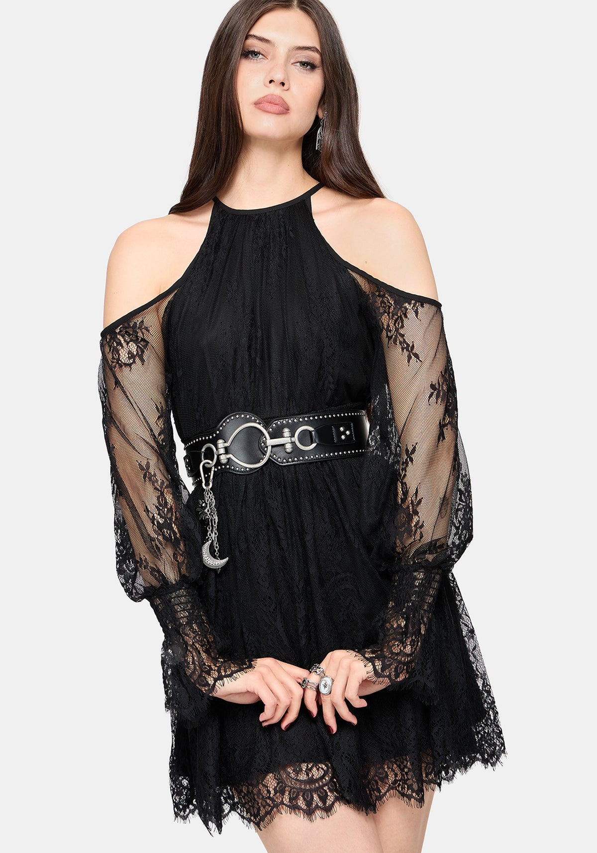 Amelie Lace Cold Shoulder Mini Dress