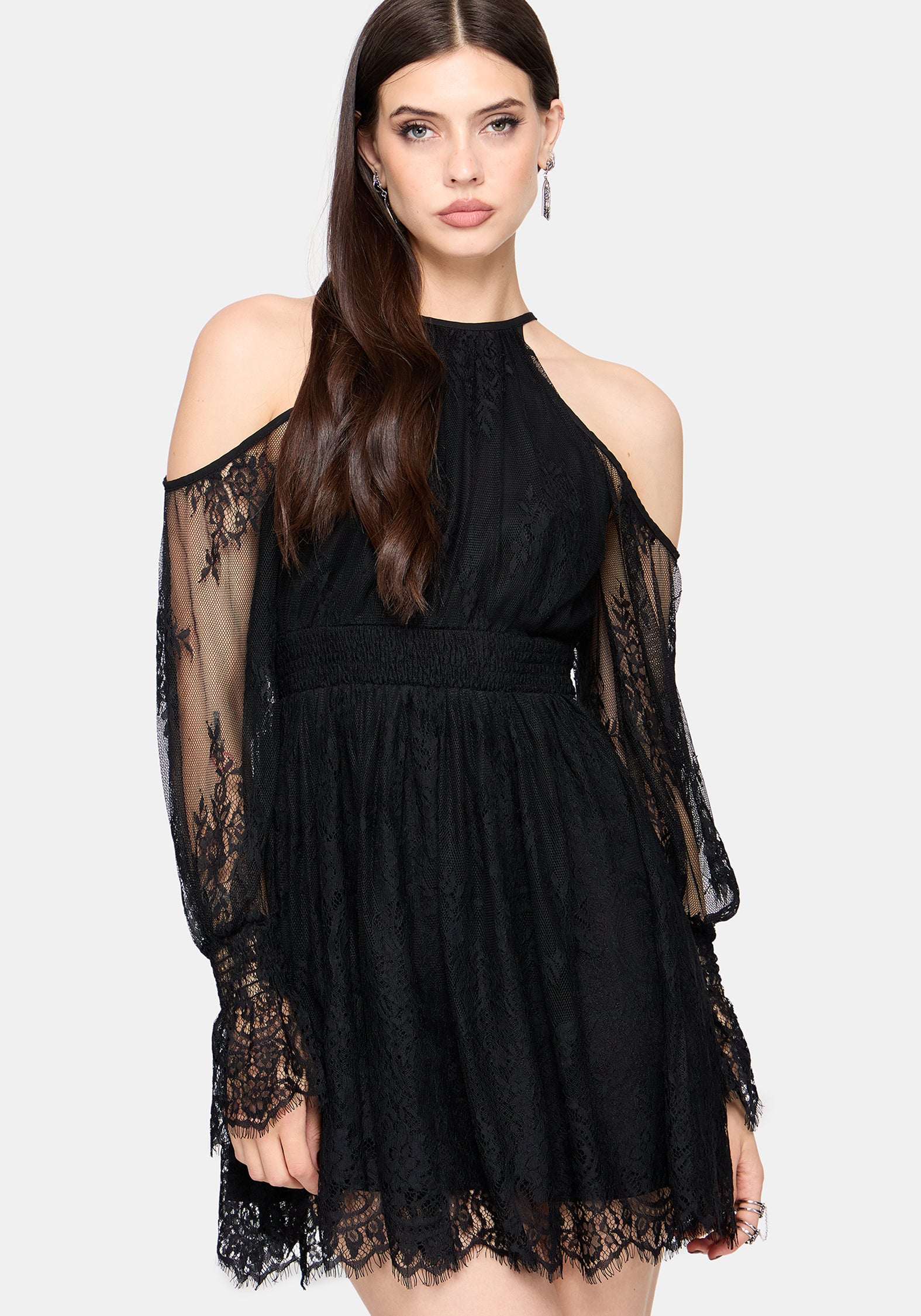 Amelie Lace Cold Shoulder Mini Dress
