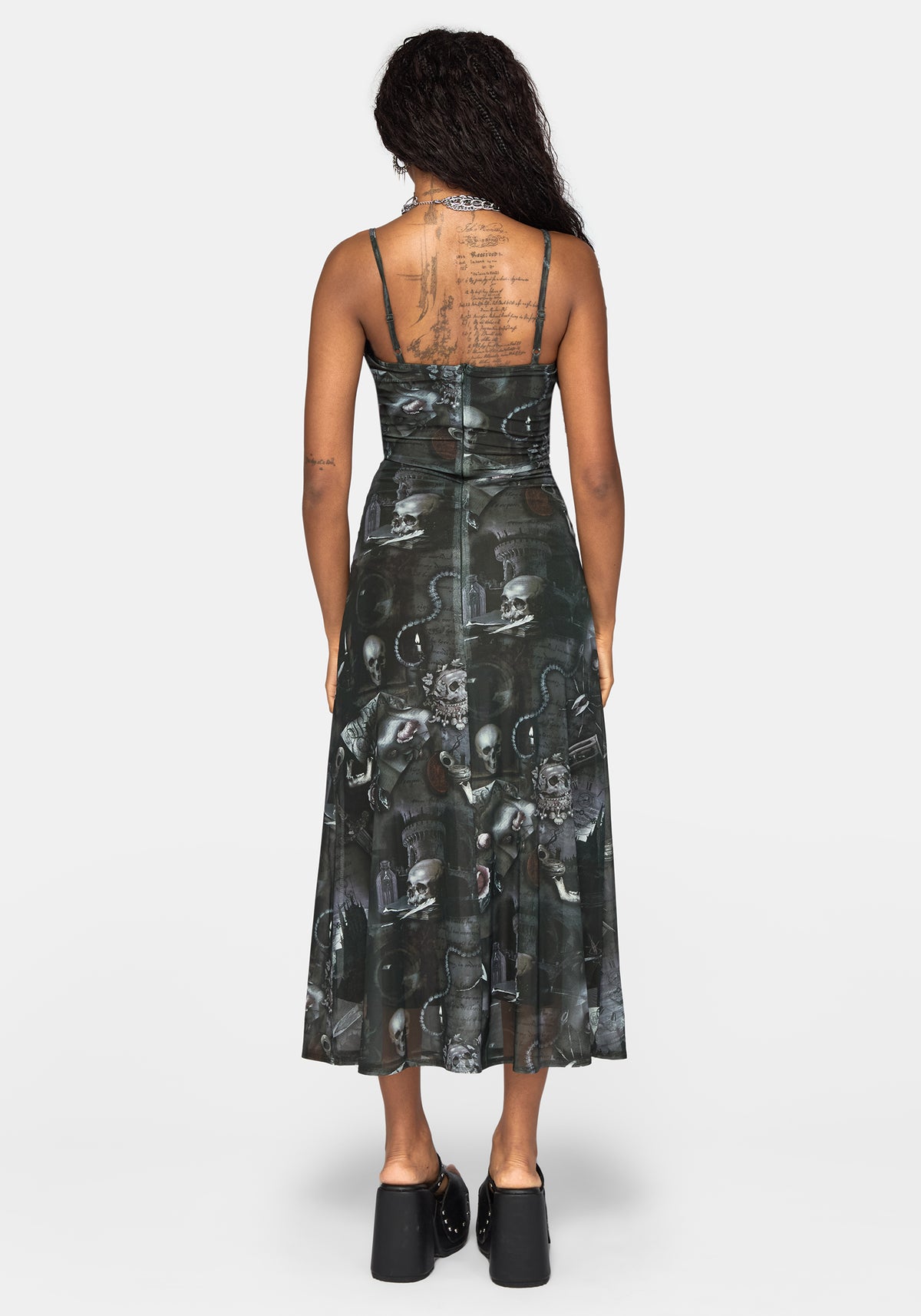 Nox Print Mesh Ruched Bust Cami Dress