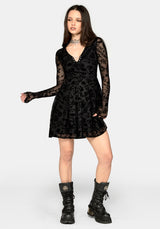Sanct Flocked Mesh Long Sleeve Mini Dress