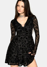Sanct Flocked Mesh Long Sleeve Mini Dress