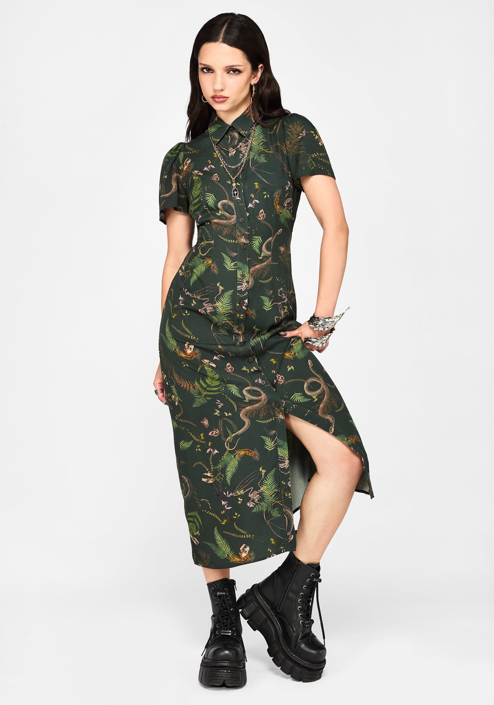 fitted midi shirt dress Women's Trista Textured Midi Shirt Dress