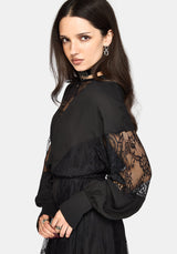 Frida Blouson Sleeve Lace Panelled Mini Dress