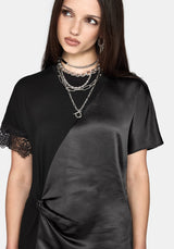 Allesandra Contrast Fabric Twist T-Shirt Dress