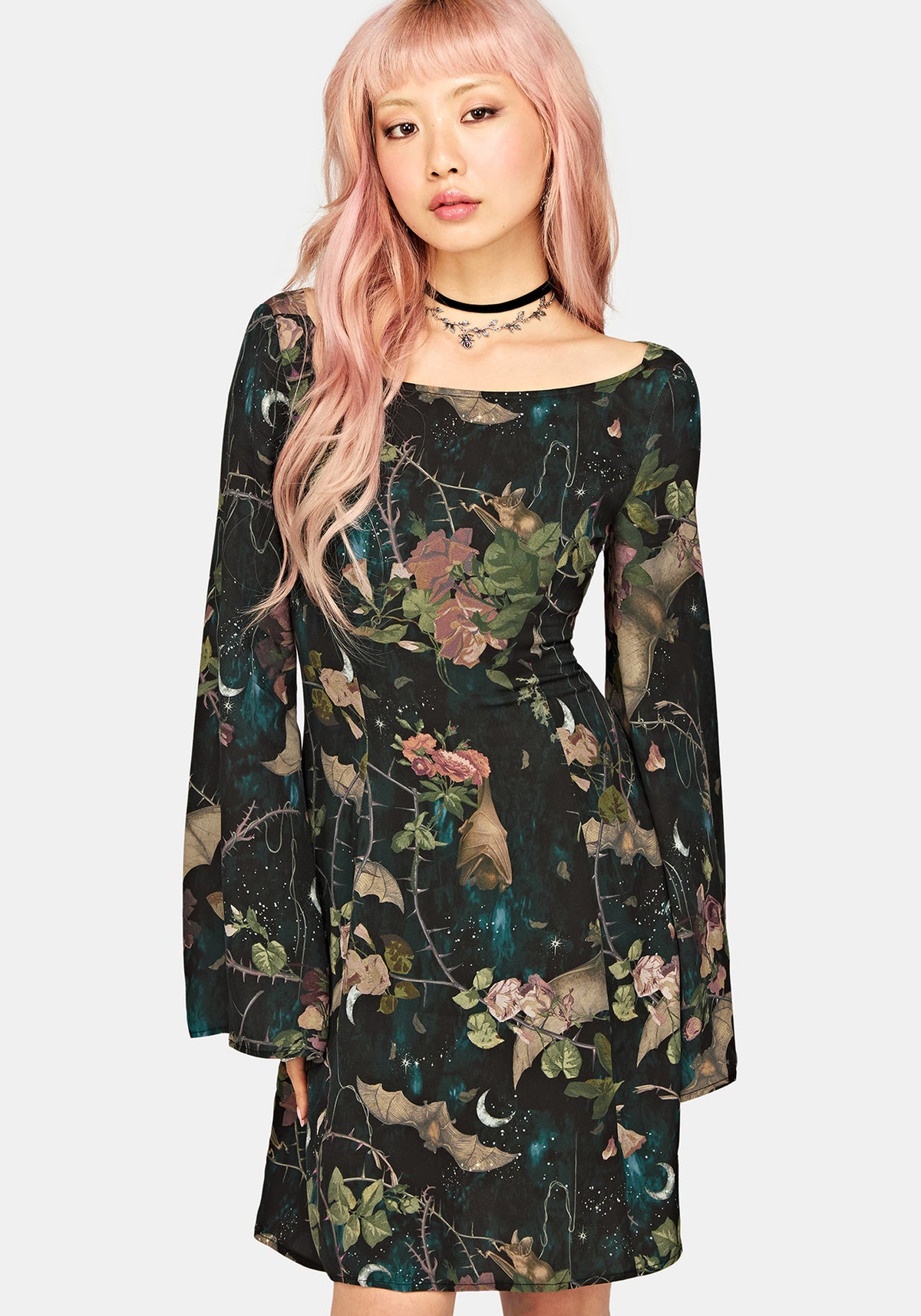 Atilla Print Cowl Neck Mini Dress
