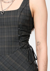 Caitriona Check Lace Up Side Midi Dress