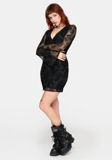 Hexborn Baba Yaga Flocked Ruched Mini Dress