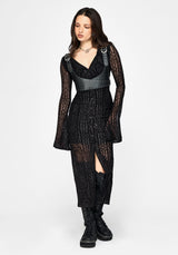 Riven Flocked Ruched Front Midaxi Dress