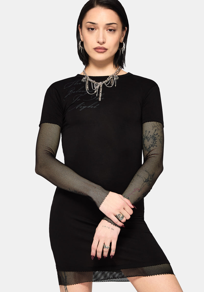 mini fishnet dress Shae Fishnet Long Sleeve Mini Dress – Disturbia