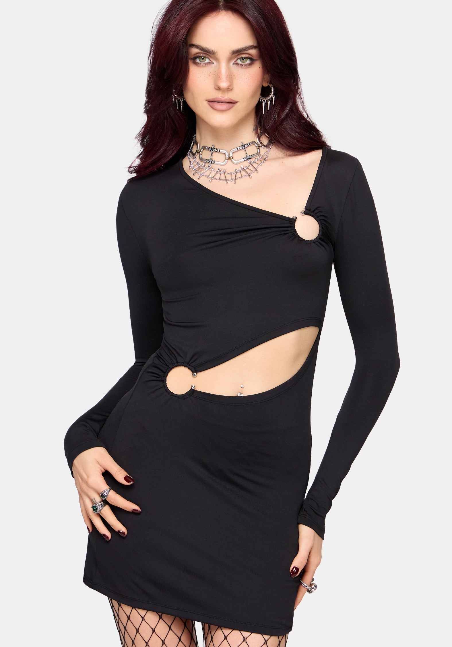Lenora Cutout Barbell Hardware Mini Dress