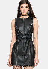 Lavinia Zipper Front PU Mini Dress