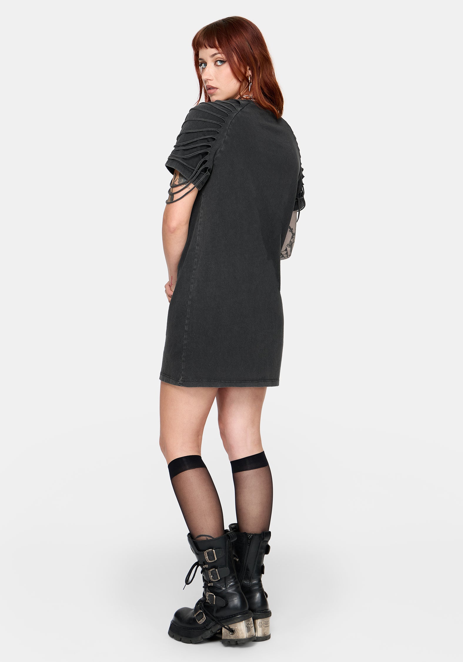 black ripped mini dress Zuri Distressed Mini Dress
