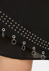 Emara Eyelet Piercing Wrap Front Mini Dress