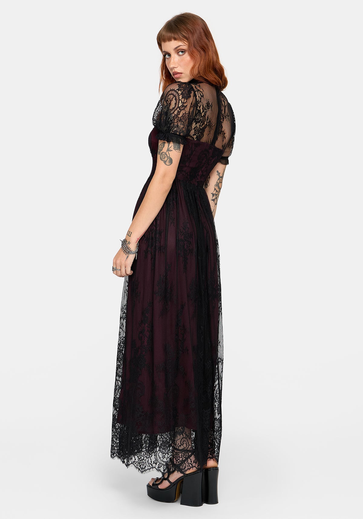 Velisse Lace Cut Out Maxi Dress - Purple