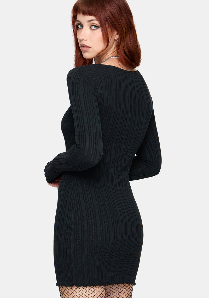Lucera Pointelle Long Sleeve Mini Dress – Disturbia