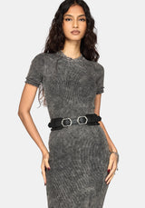 Stori Ribbed Short Sleeve Midi Dress
