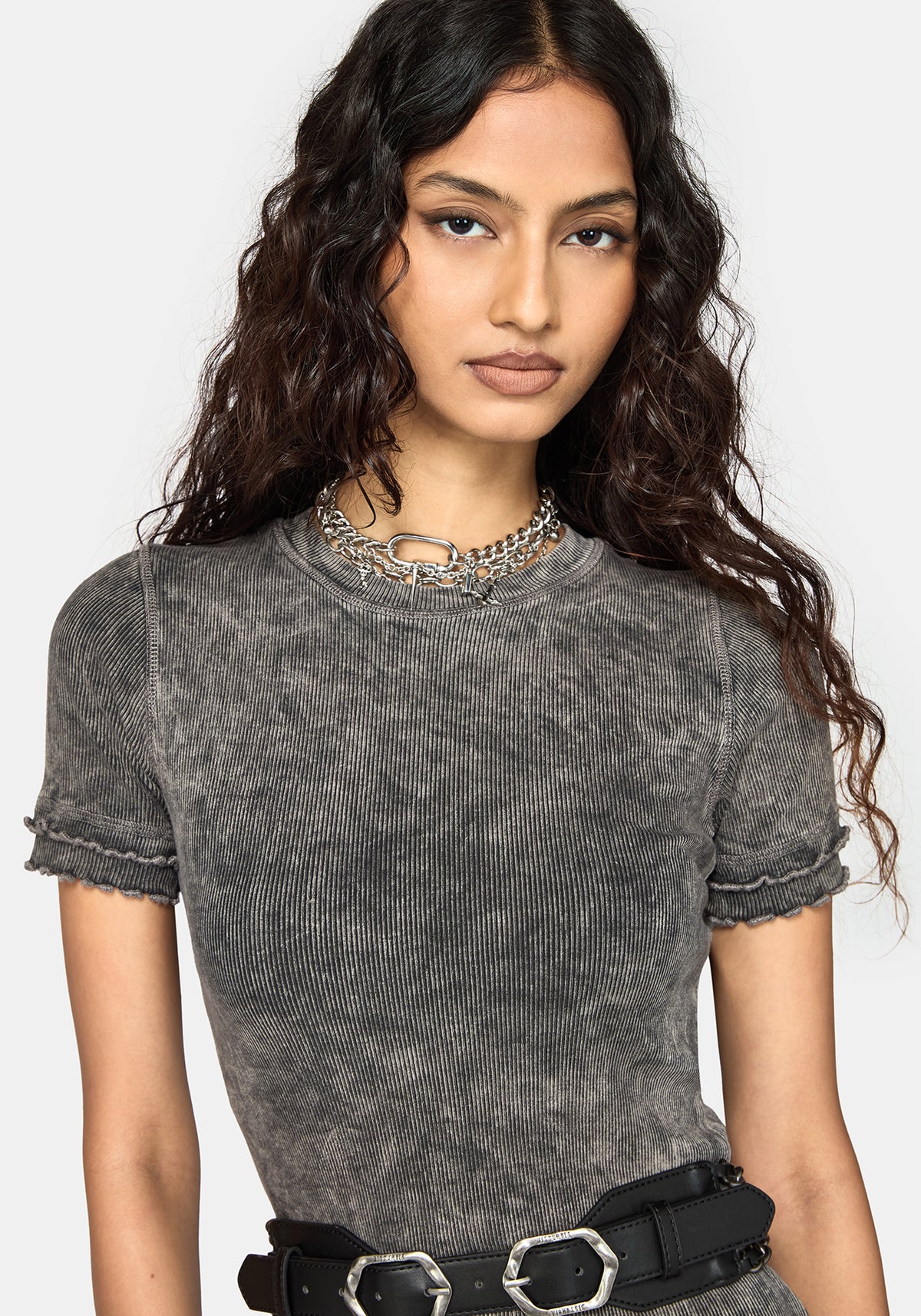 Stori Ribbed Short Sleeve Midi Dress