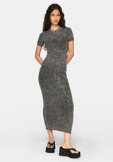 Stori Ribbed Short Sleeve Midi Dress
