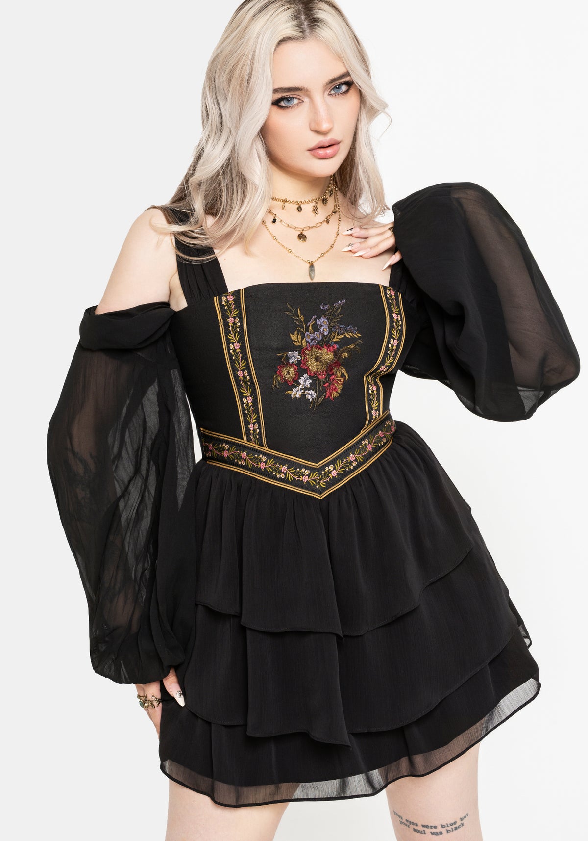 Lilet Boho Embroidered Corset Mini Dress US 2