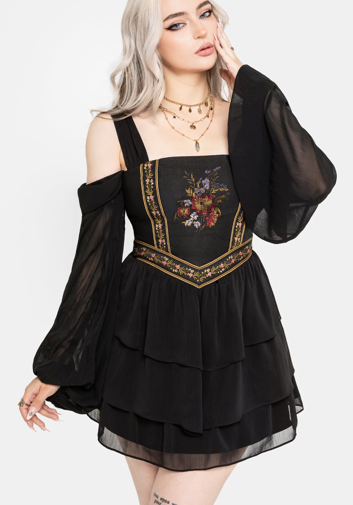 Lilet Boho Embroidered Corset Mini Dress US 2