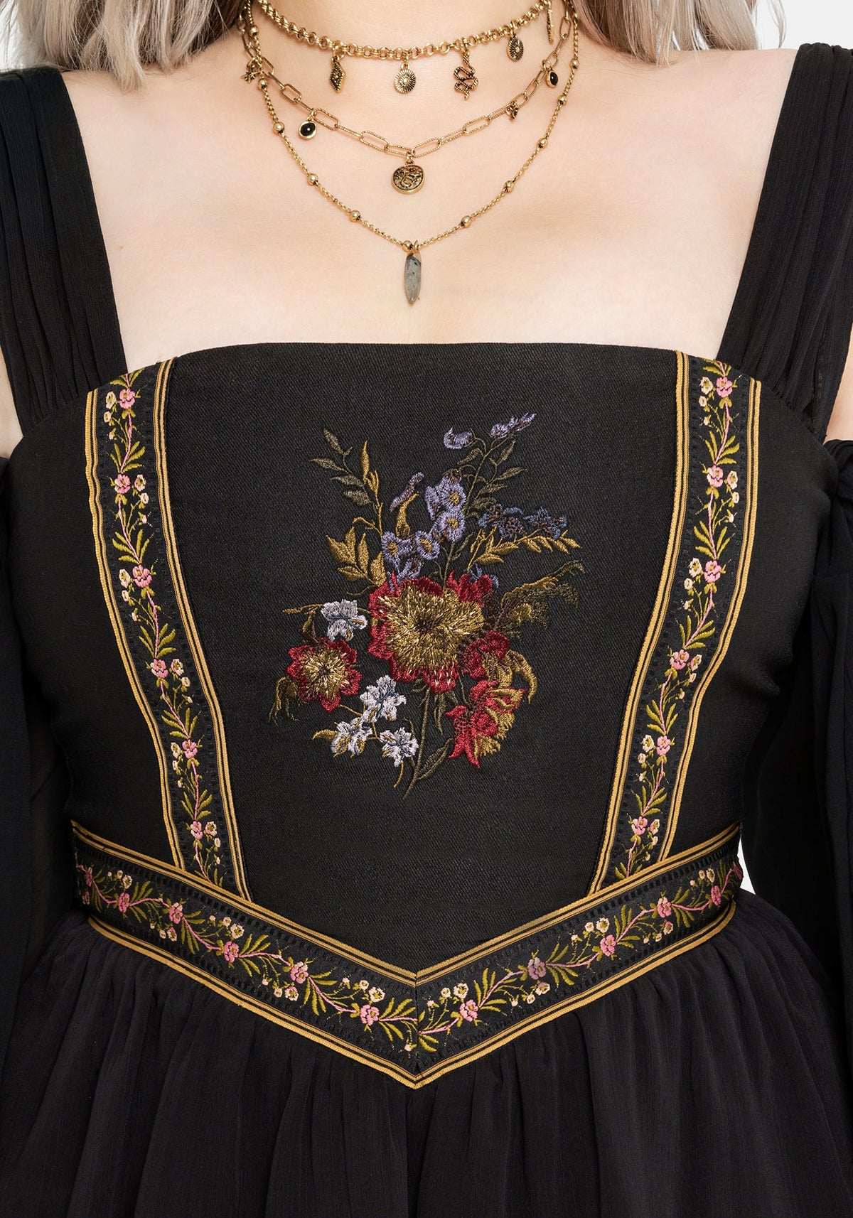 Lilet Boho Embroidered Corset Mini Dress US 2