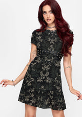 Azolla Fern Crinkle Print Mini Dress