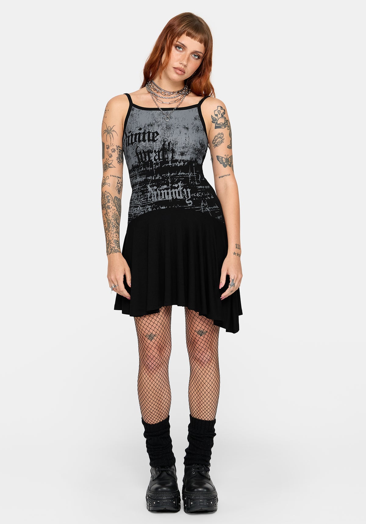 Zael Asymmetric Hem Graphic Cami Mini Dress