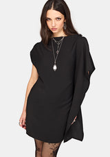 Orlina One-Shoulder Cape Mini Dress US 2