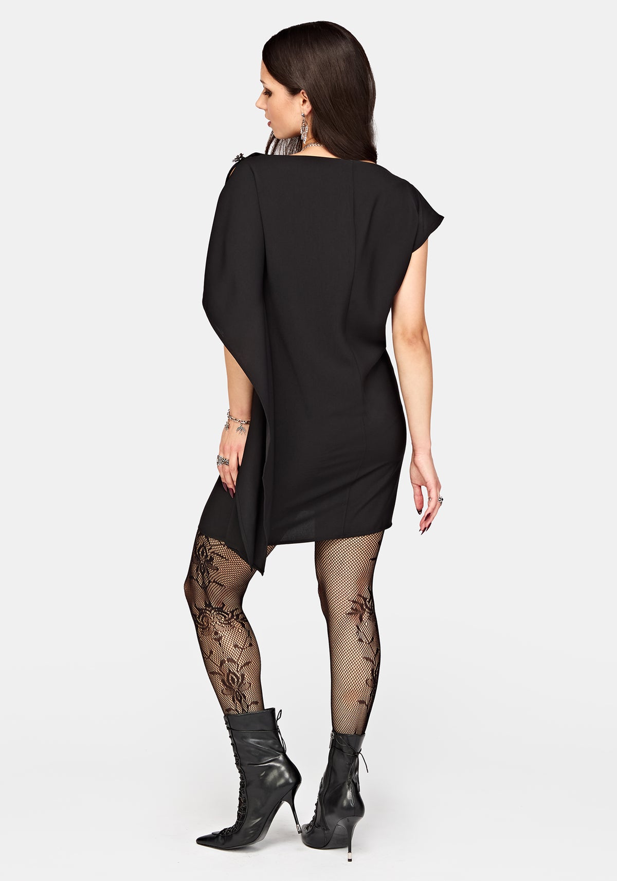 Orlina One-Shoulder Cape Mini Dress US 2
